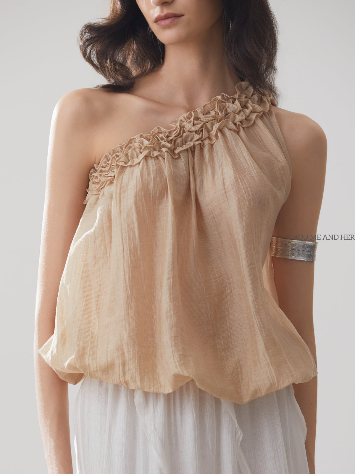 Asymmetrical off-the-shoulder lace tulip mini shirt- perfect for parties and vacations