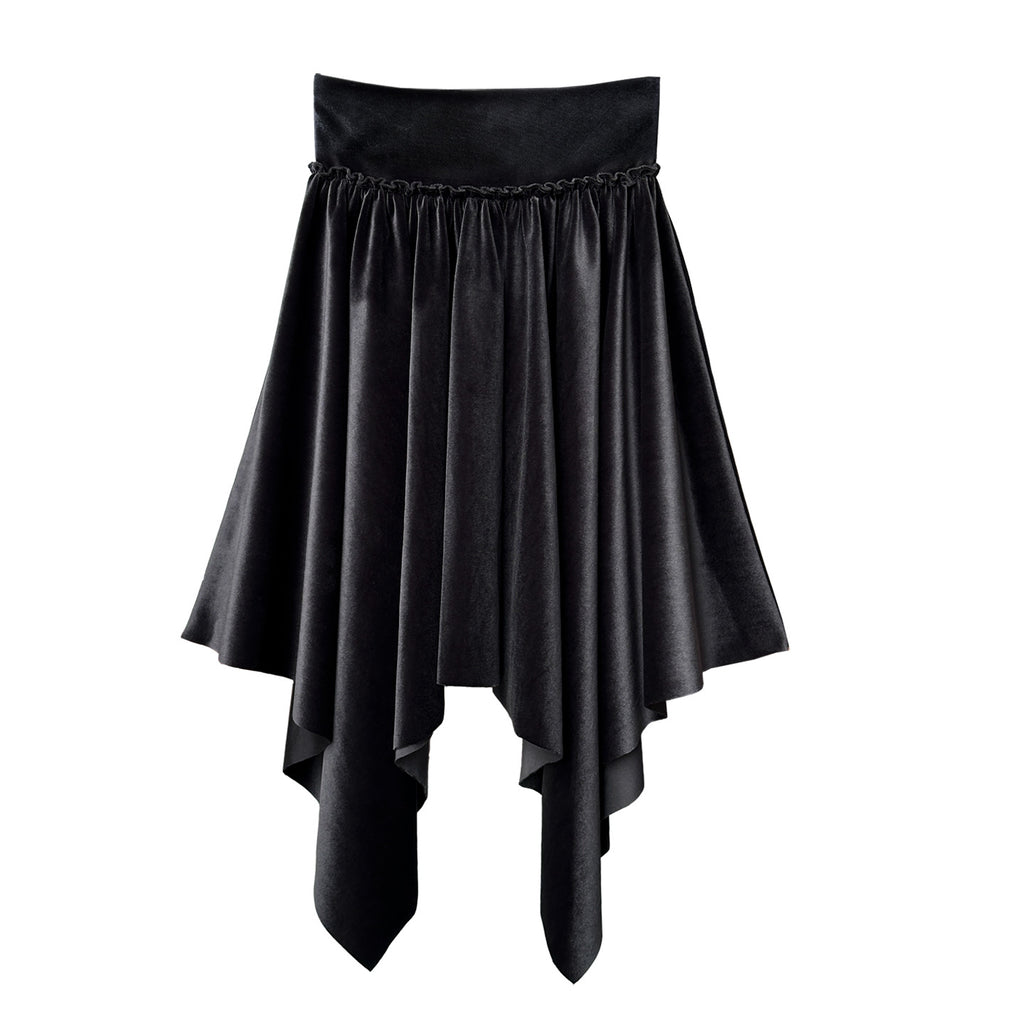 Asymmetrical Suede-Effect Party Skirt – Perfect for Fall & Winter Evenings