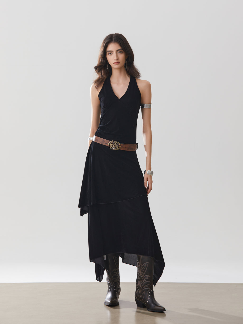 Stylish Party Dress with Asymmetrical Hem – Versatile for Spring, Autumn, and Winter Events