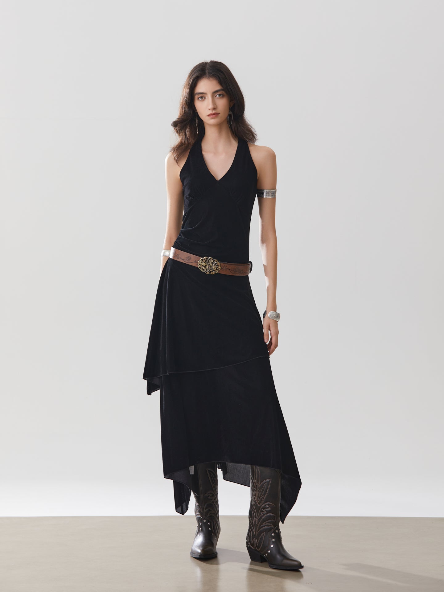 Stylish Party Dress with Asymmetrical Hem – Versatile for Spring, Autumn, and Winter Events