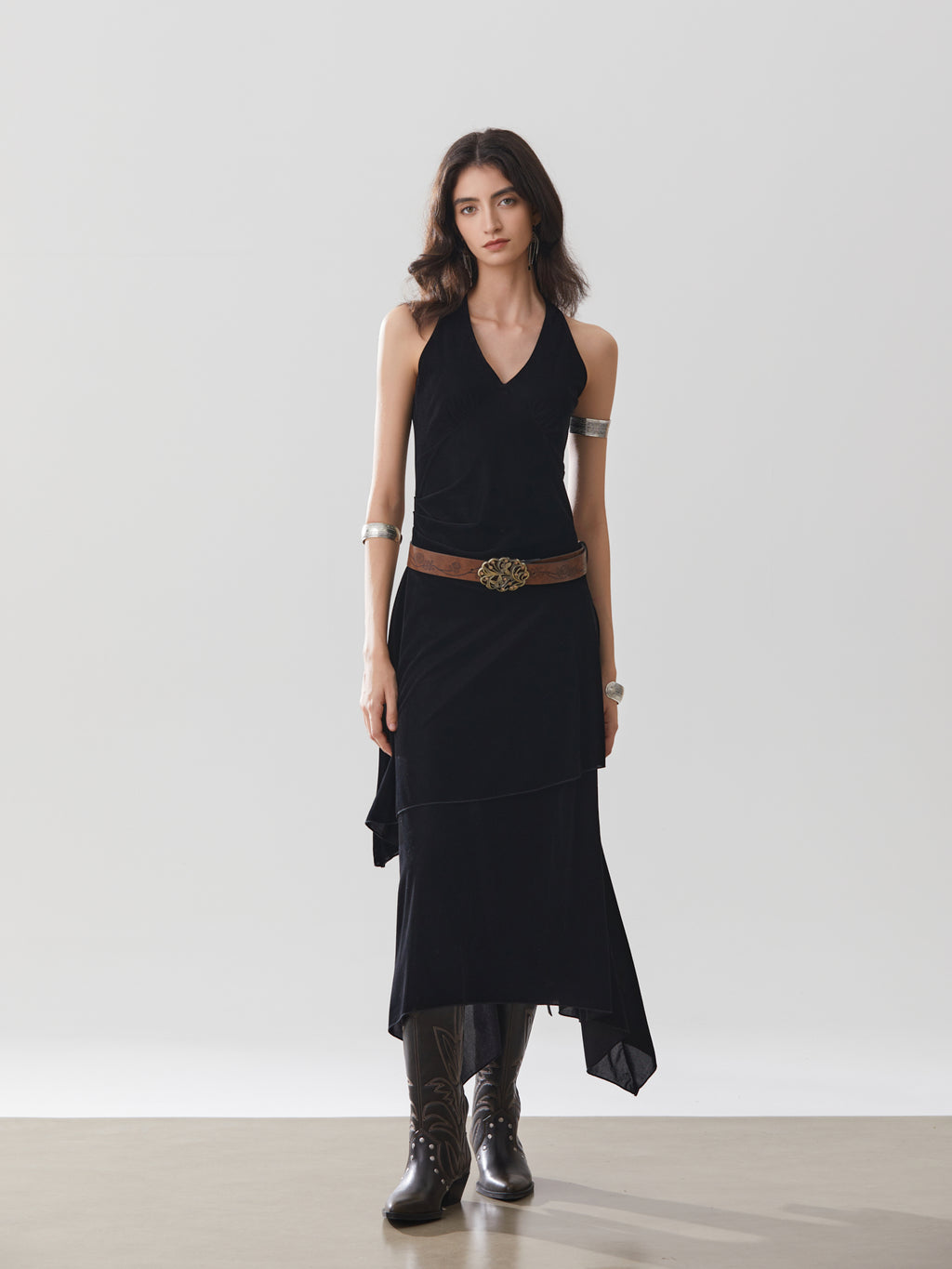 Stylish Party Dress with Asymmetrical Hem – Versatile for Spring, Autumn, and Winter Events