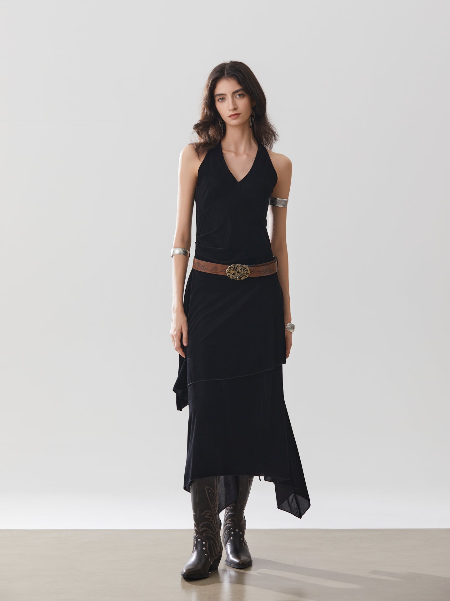 Stylish Party Dress with Asymmetrical Hem – Versatile for Spring, Autumn, and Winter Events