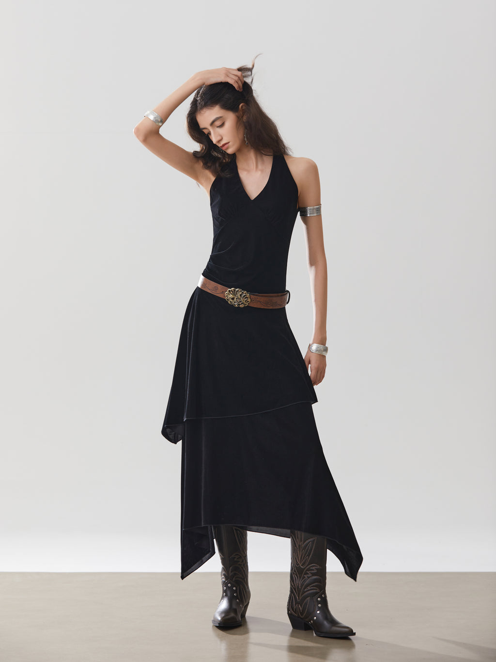 Stylish Party Dress with Asymmetrical Hem – Versatile for Spring, Autumn, and Winter Events