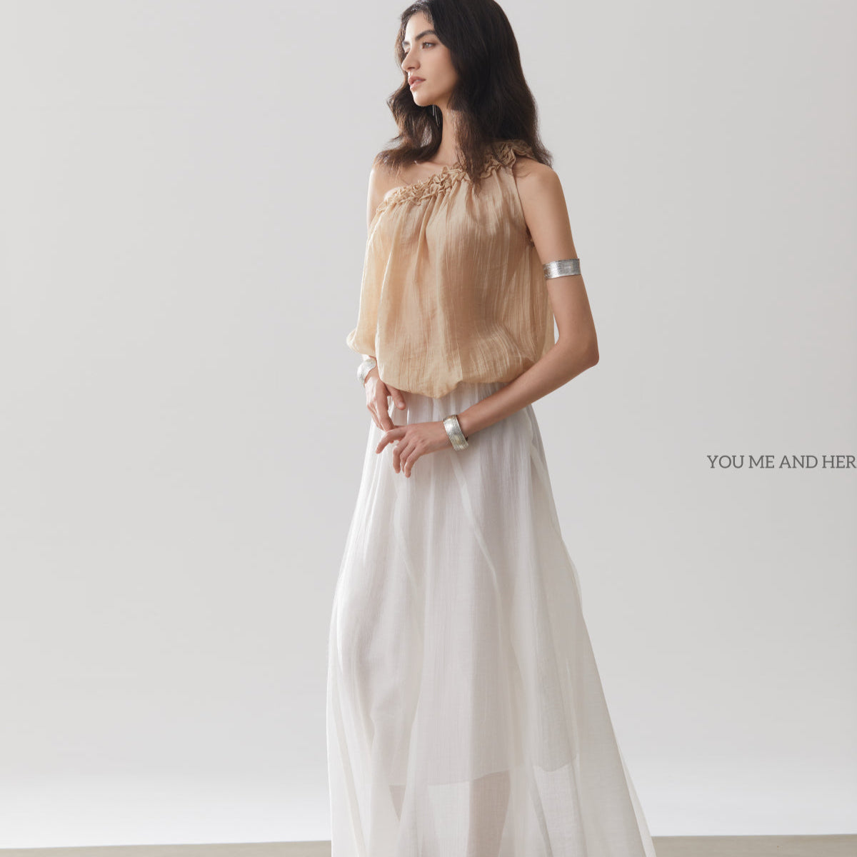 Asymmetrical off-the-shoulder lace tulip mini shirt- perfect for parties and vacations