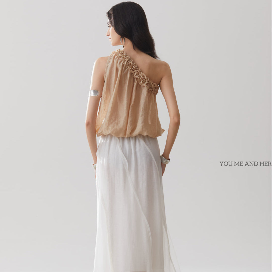 Asymmetrical off-the-shoulder lace tulip mini shirt- perfect for parties and vacations