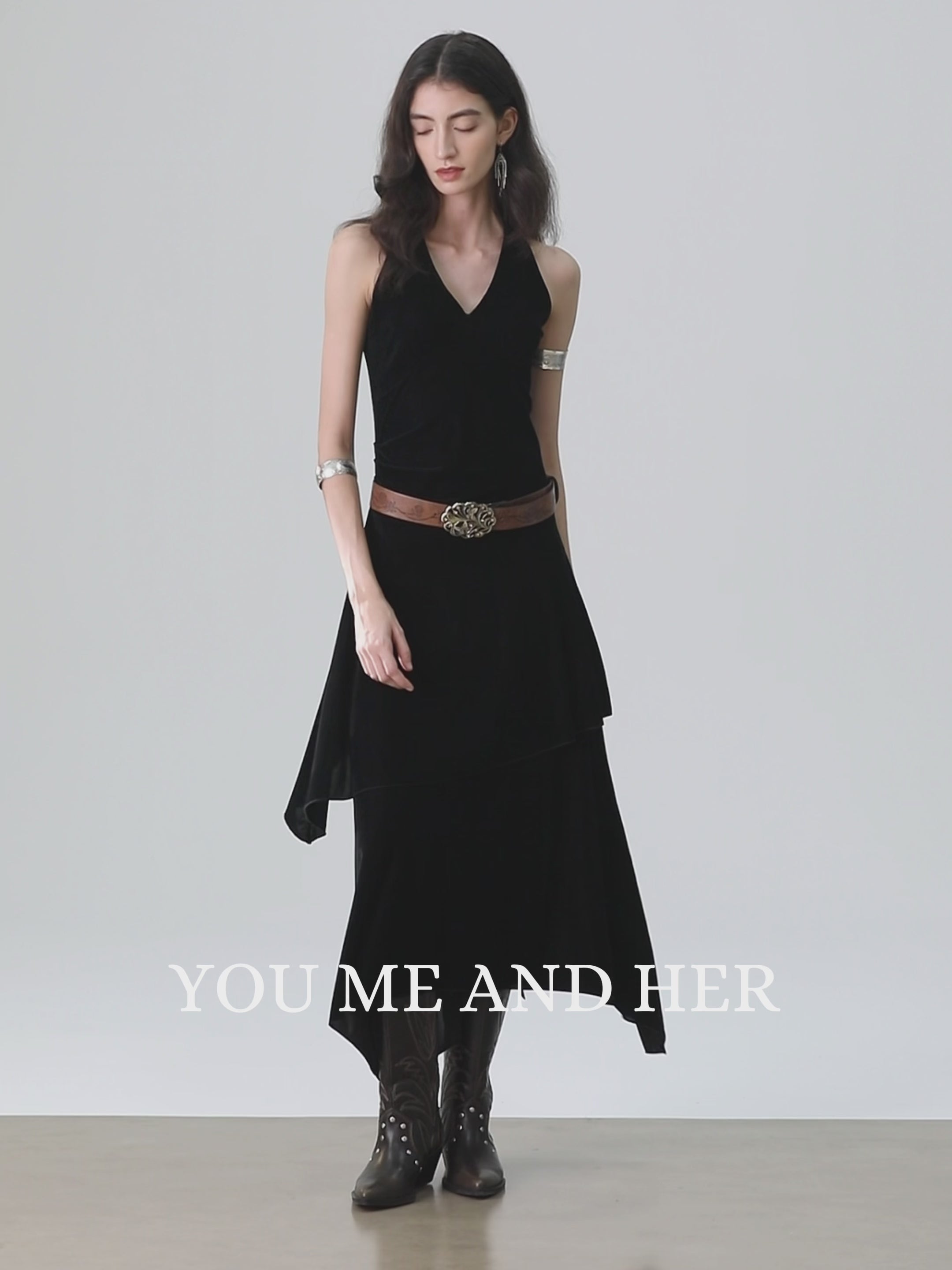 Stylish Party Dress with Asymmetrical Hem – Versatile for Spring, Autumn, and Winter Events