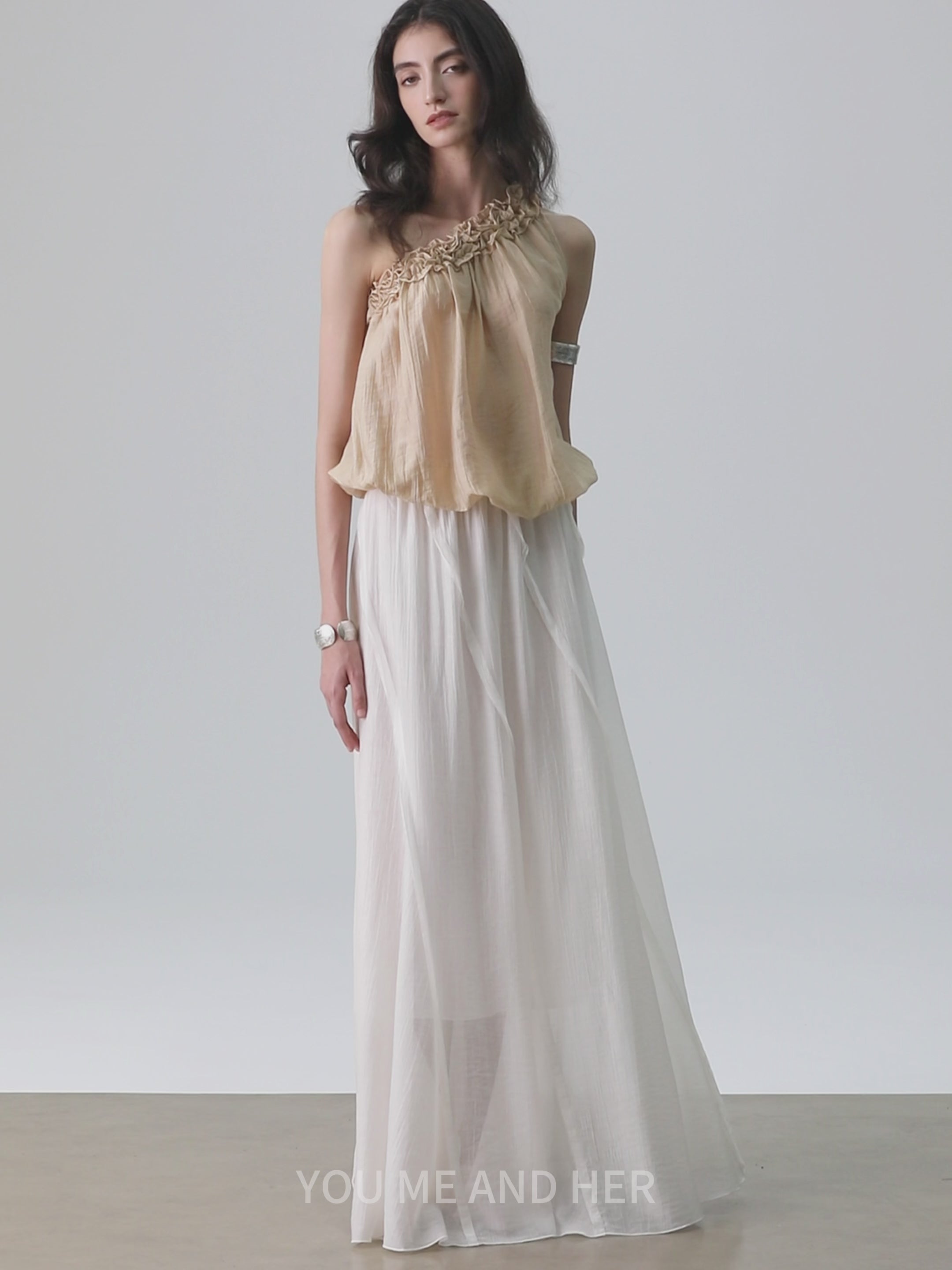 Asymmetrical off-the-shoulder lace tulip mini shirt- perfect for parties and vacations
